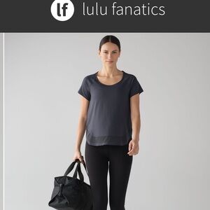 Lululemon Smooth Stride Short Sleeve UV Protection ~Sz 10 Blue Tied Luxtreme